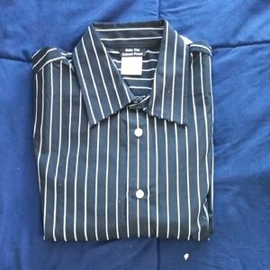 Classic Navy Striped Button-Down Shirt